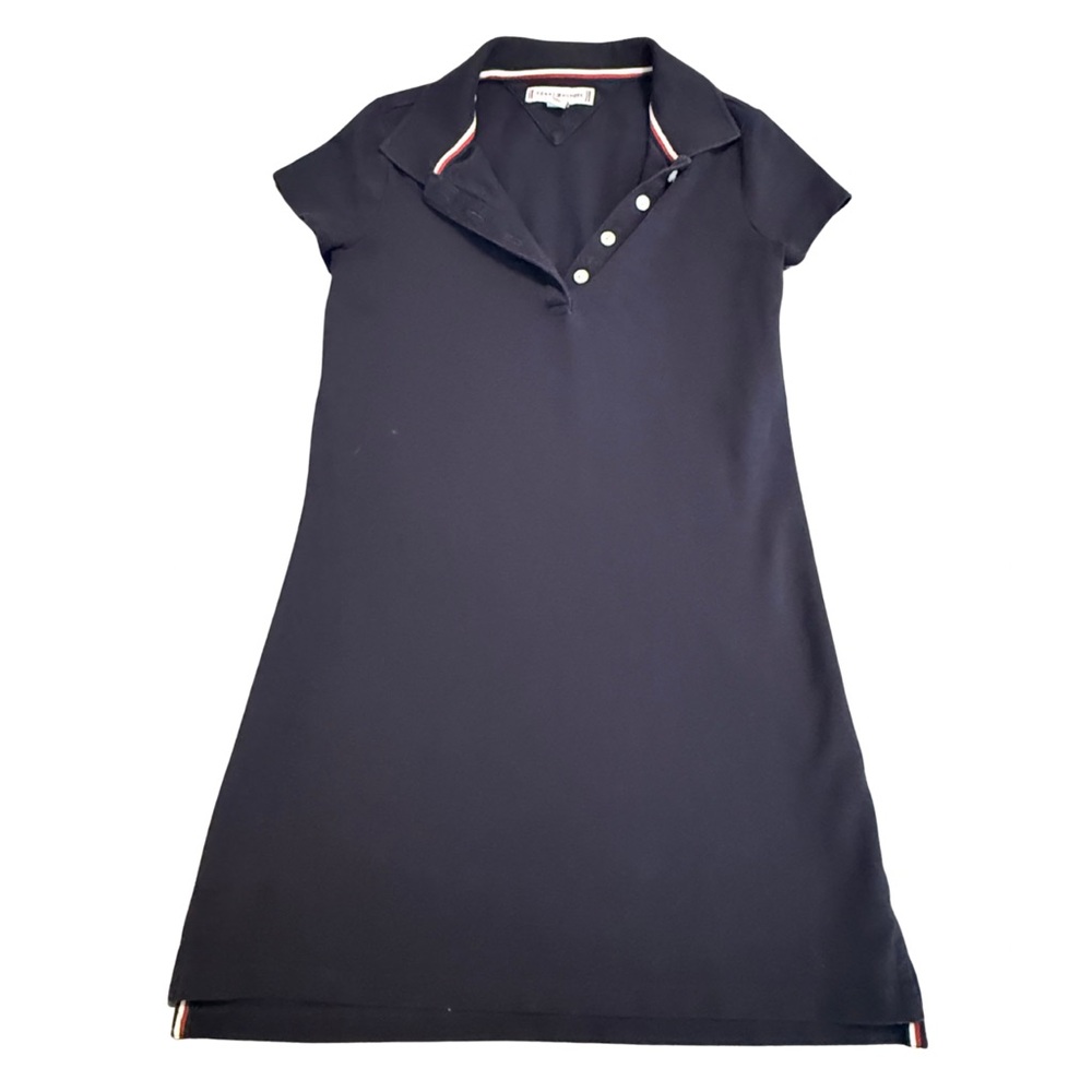 Tommy Hilfiger Dark Blue Polo Dress with Stripe Accents
